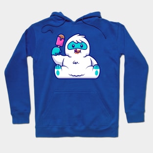 Cute Yeti Eating Popsicle Cartoon Hoodie